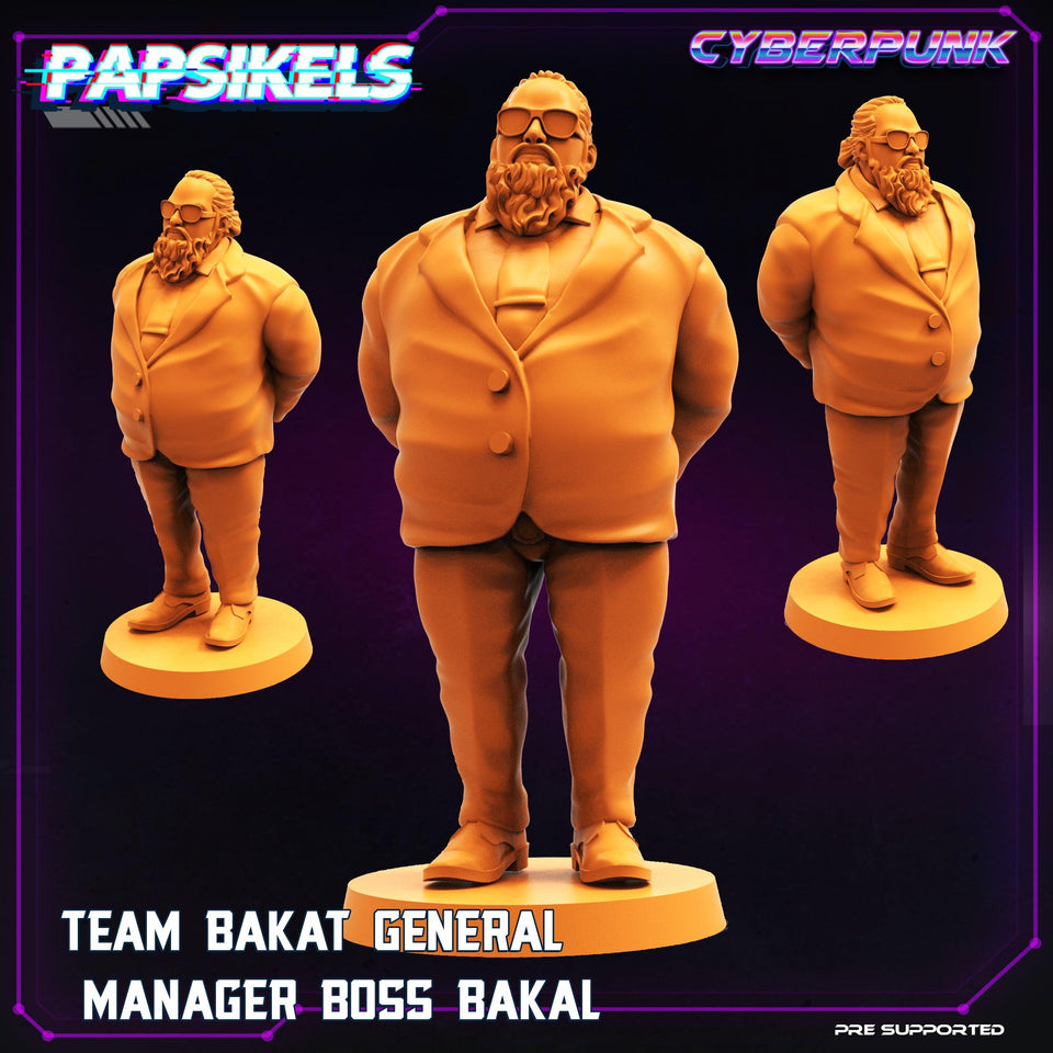 3D Printed Papsikels Cyberpunk Sci-Fi Team Bakat General Manager Boss Bigz - 28mm 32mm - Charming Terrain