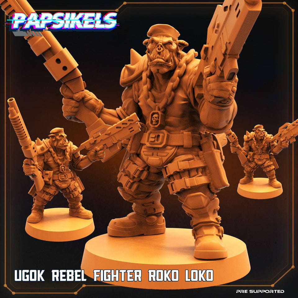 3D Printed Papsikels Cyberpunk Sci-Fi Ugok Rebel Fighter Set - 28mm 32mm - Charming Terrain