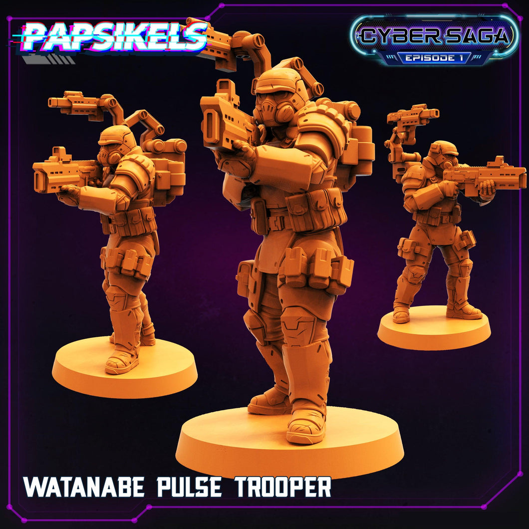 3D Printed Papsikels Cyberpunk Sci-Fi Watanabe Pulse Trooper Cyber Saga - 28mm 32mm - Charming Terrain