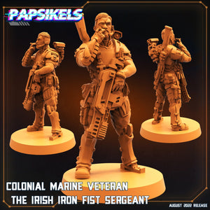 3D Printed Papsikels Sci-FI Colonial Marine Veteran The Irish Iron Sergeant - 28mm 32mm - Charming Terrain