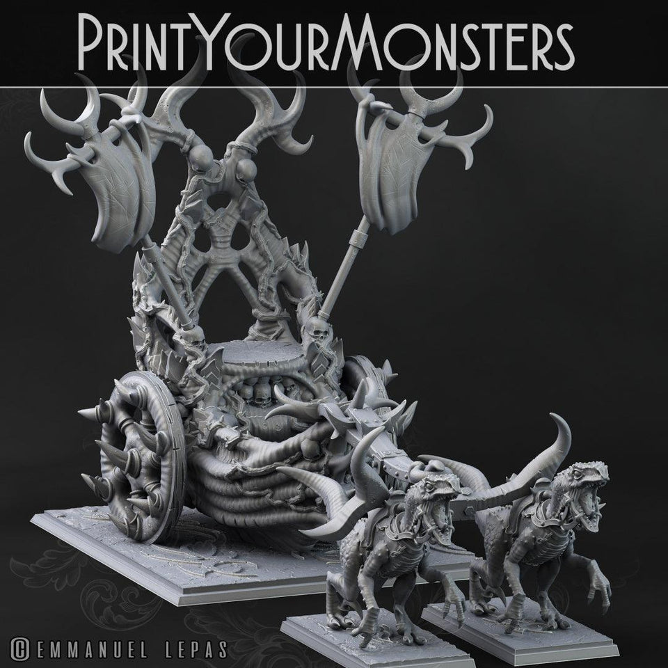 3D Printed Print Your Monsters Dark Elves Chariot and General Set 28mm - 32mm D&D Wargaming - Charming Terrain