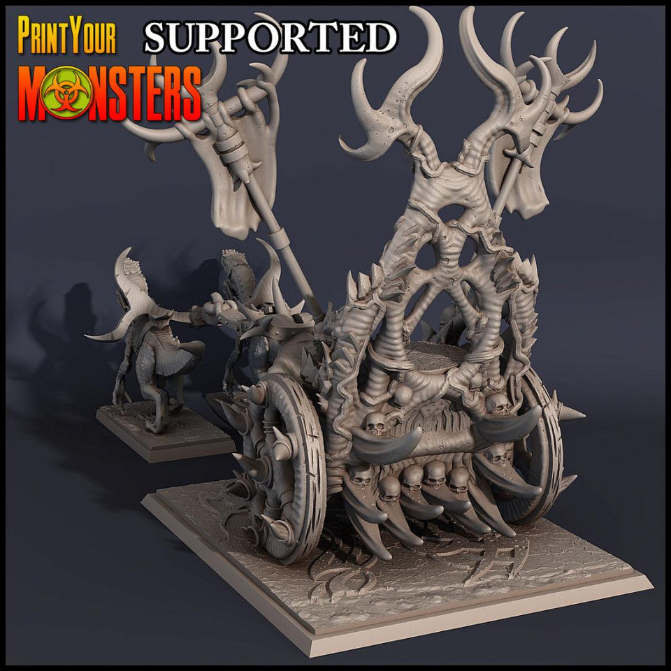 3D Printed Print Your Monsters Dark Elves Chariot and General Set 28mm - 32mm D&D Wargaming - Charming Terrain