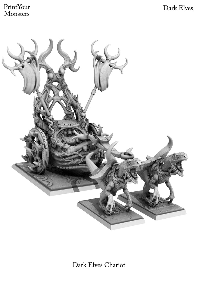 3D Printed Print Your Monsters Dark Elves Chariot and General Set 28mm - 32mm D&D Wargaming - Charming Terrain