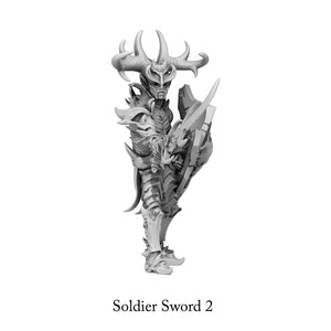 3D Printed Print Your Monsters Dark Elves Sword Soldiers Set 28mm - 32mm D&D Wargaming - Charming Terrain