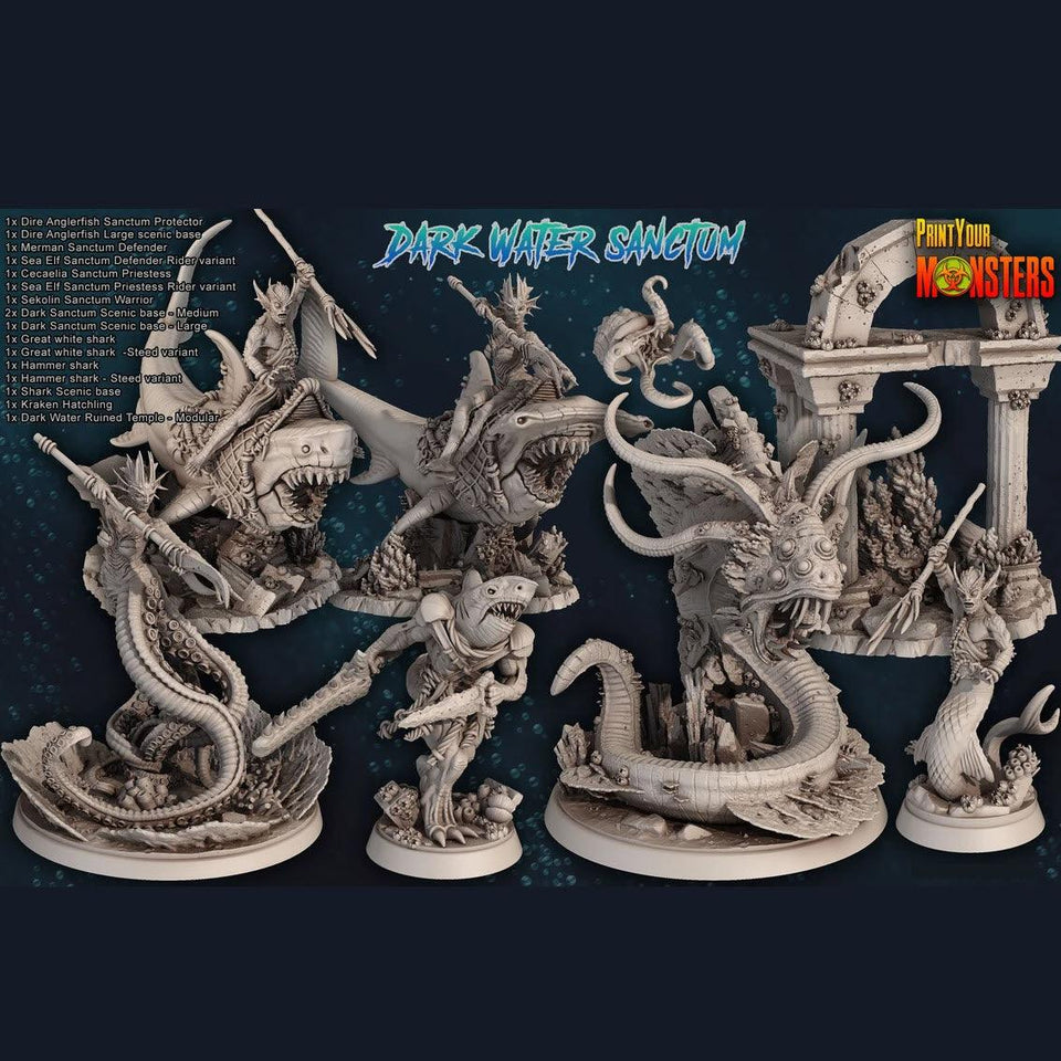 3D Printed Print Your Monsters Dark Water Sanctum Full Set 28mm - 32mm D&D Wargaming - Charming Terrain