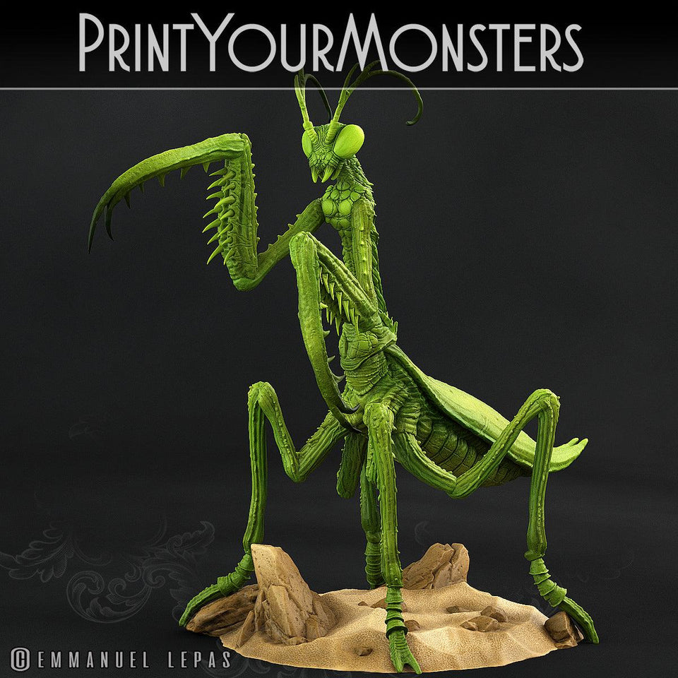 3D Printed Print Your Monsters Giant Mantis Total Insects 28mm - 32mm D&D Wargaming - Charming Terrain