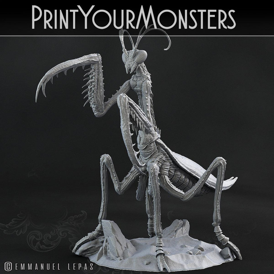 3D Printed Print Your Monsters Giant Mantis Total Insects 28mm - 32mm D&D Wargaming - Charming Terrain