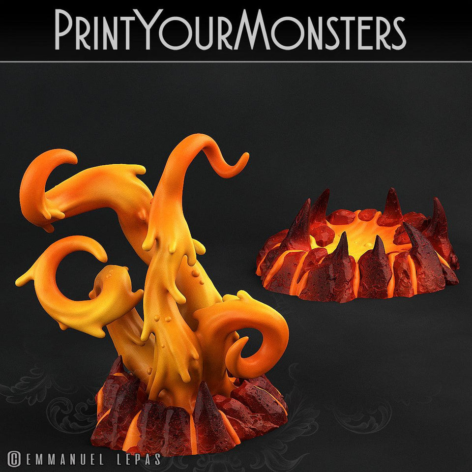 3D Printed Print Your Monsters Infernal Magma Tentacles 28mm - 32mm D&D Wargaming - Charming Terrain