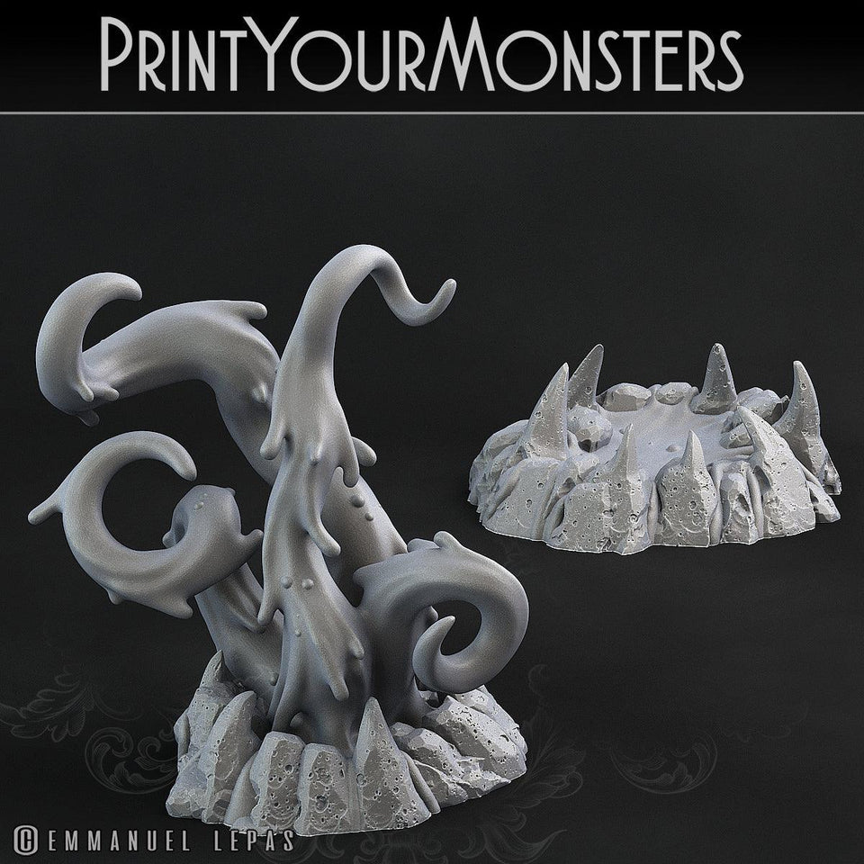 3D Printed Print Your Monsters Infernal Magma Tentacles 28mm - 32mm D&D Wargaming - Charming Terrain