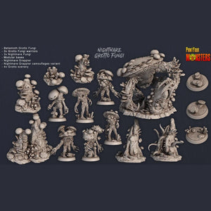 3D Printed Print Your Monsters Nightmare Grotto Fungi Full Set 28mm - 32mm D&D Wargaming - Charming Terrain