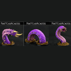 3D Printed Print Your Monsters Purple Worm Worms Subterranean Terrors 28mm - 32mm D&D Wargaming - Charming Terrain