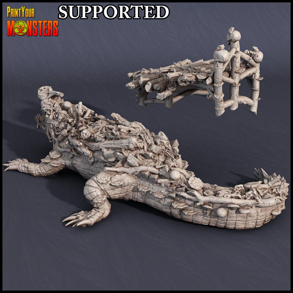 3D Printed Print Your Monsters Swamp Crocodile Alligator Swamp Invasion 28mm - 32mm D&D Wargaming - Charming Terrain