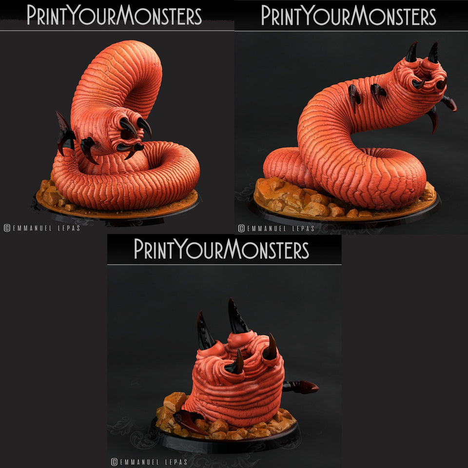 3D Printed Print Your Monsters Tomb Grub Worms Subterranean Terrors 28mm - 32mm D&D Wargaming - Charming Terrain