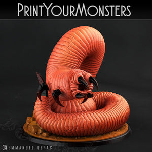 3D Printed Print Your Monsters Tomb Grub Worms Subterranean Terrors 28mm - 32mm D&D Wargaming - Charming Terrain