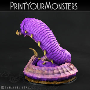 3D Printed Print Your Monsters Young Purple Worm Worms Subterranean Terrors 28mm - 32mm D&D Wargaming - Charming Terrain