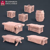 3D Printed STL Miniatures Blacksmith Weapon Store Set 28mm - 32mm War Gaming D&D - Charming Terrain