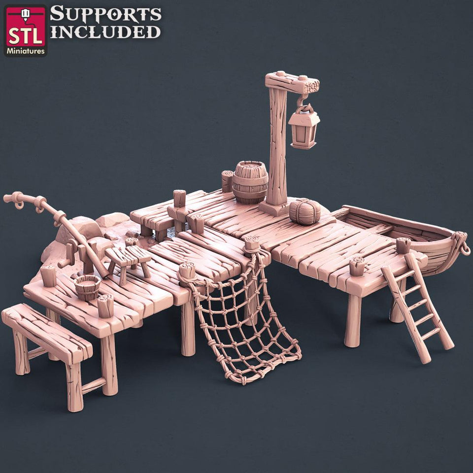 3D Printed STL Miniatures Boat Builder Set 28mm - 32mm War Gaming D&D - Charming Terrain