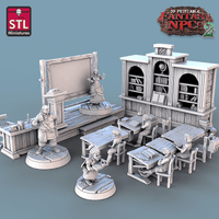 3D Printed STL Miniatures Classroom Set Fantasy NPC 2 | 28 - 32mm War Gaming D&D - Charming Terrain