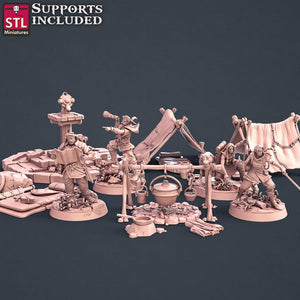 3D Printed STL Miniatures Explorers Set Fantasy NPC 2 | 28 - 32mm War Gaming D&D - Charming Terrain