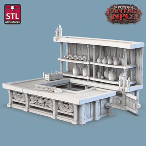 3D Printed STL Miniatures Glassblower Set Fantasy NPC 28mm - 32mm War Gaming D&D - Charming Terrain