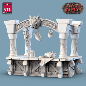 3D Printed STL Miniatures Inn Tavern Set Fantasy NPC 28mm - 32mm War Gaming D&D - Charming Terrain