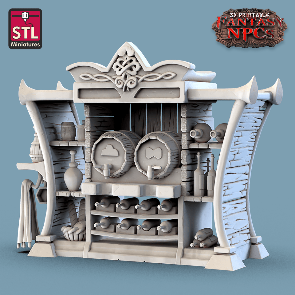 3D Printed STL Miniatures Inn Tavern Set Fantasy NPC 28mm - 32mm War Gaming D&D - Charming Terrain