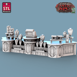 3D Printed STL Miniatures Jewelers Set Fantasy NPC 2 | 28 - 32mm War Gaming D&D - Charming Terrain