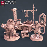 3D Printed STL Miniatures Lender Set Fantasy NPC 2 | 28 - 32mm War Gaming D&D - Charming Terrain