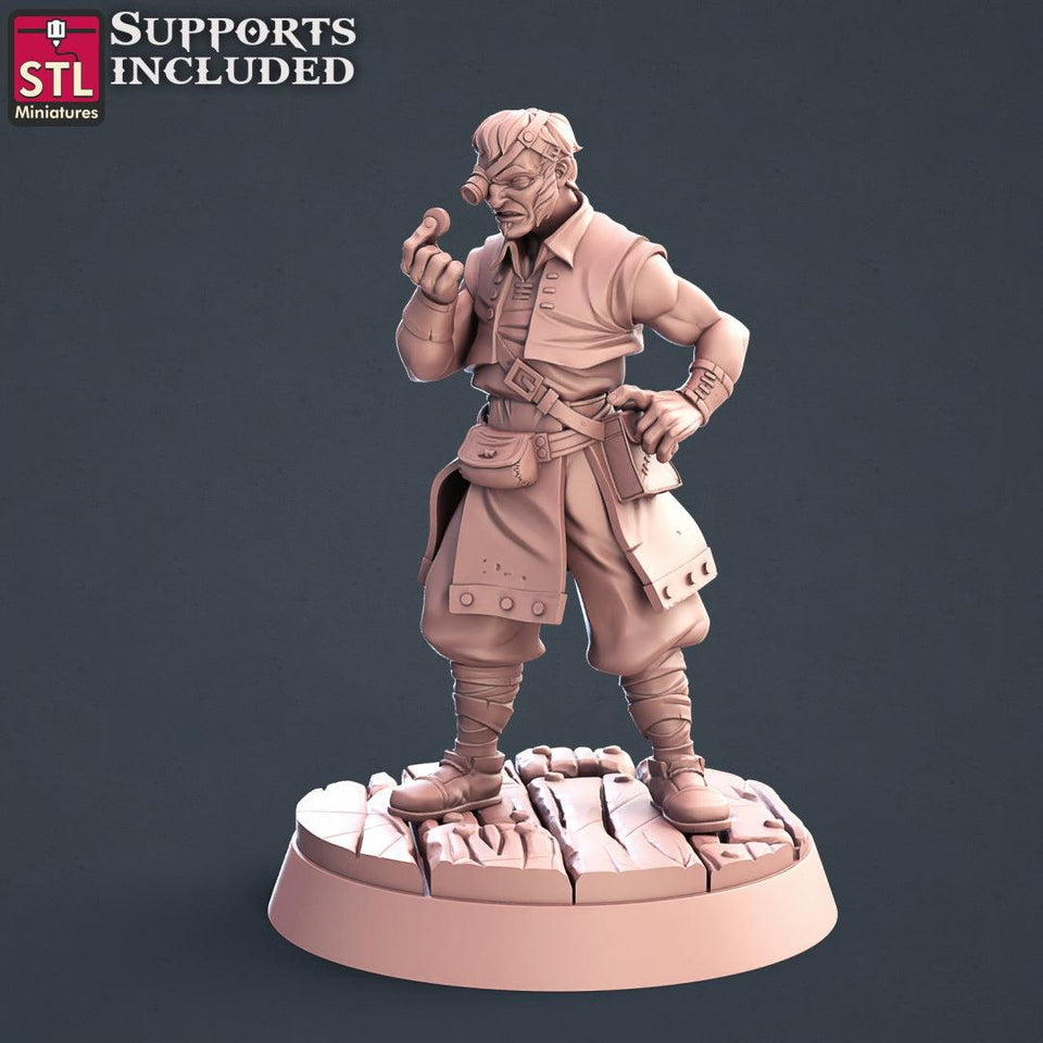 3D Printed STL Miniatures Lender Set Fantasy NPC 2 | 28 - 32mm War Gaming D&D - Charming Terrain