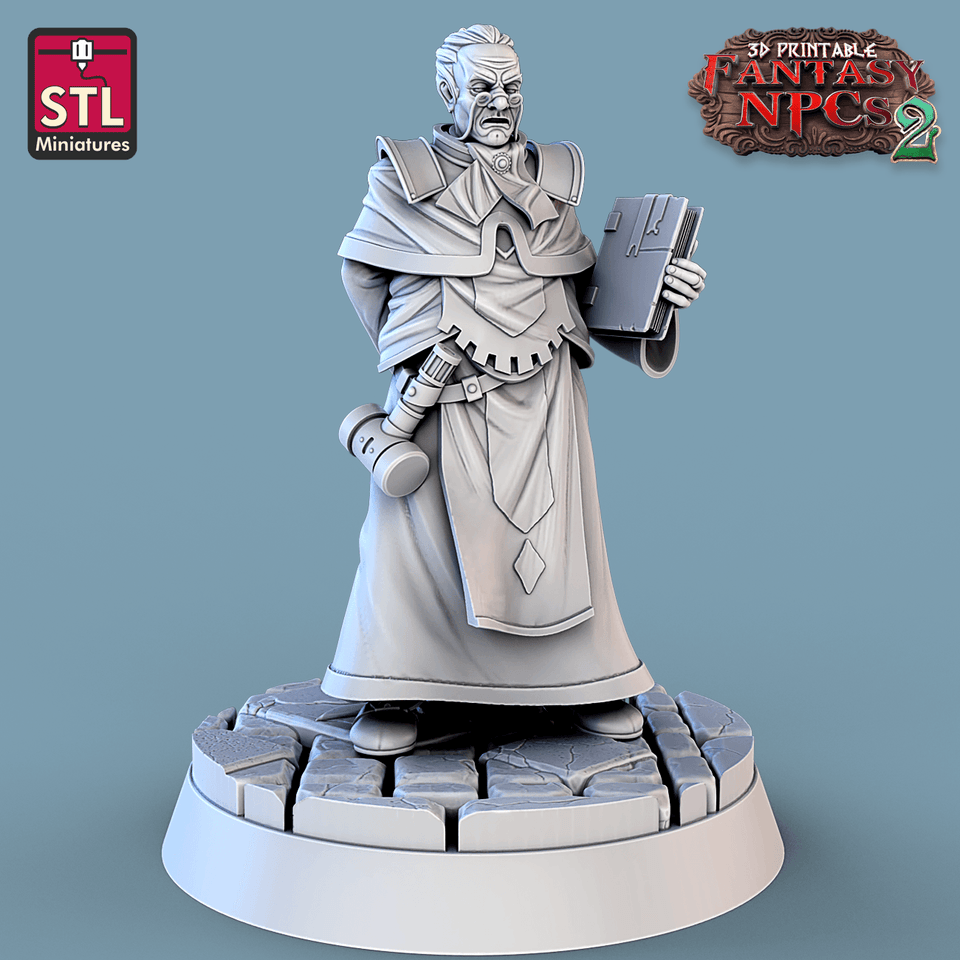 3D Printed STL Miniatures Magistrate Set Fantasy NPC 2 | 28 - 32mm War Gaming D&D - Charming Terrain