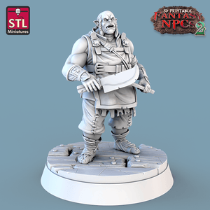 3D Printed STL Miniatures Orc Burcher Set Fantasy NPC 2 | 28 - 32mm War Gaming D&D - Charming Terrain