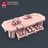 3D Printed STL Miniatures Potion Vendor Set 28mm - 32mm War Gaming D&D - Charming Terrain