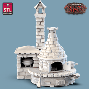 3D Printed STL Miniatures Potter Set Fantasy NPC 28mm - 32mm War Gaming D&D - Charming Terrain