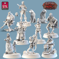 3D Printed STL Miniatures SG4 Individual Characters Set Fantasy NPC 28mm - 32mm War Gaming D&D - Charming Terrain