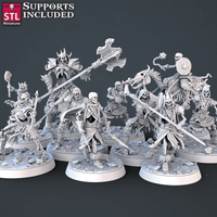 3D Printed STL Miniatures Skeletons Set 28mm - 32mm War Gaming D&D - Charming Terrain