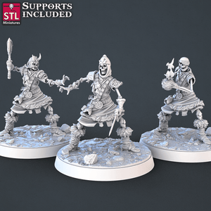 3D Printed STL Miniatures Skeletons Set 28mm - 32mm War Gaming D&D - Charming Terrain