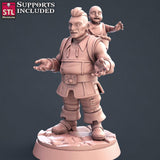 3D Printed STL Miniatures Townsfolks Vol 1 Set Fantasy NPC 2 | 28 - 32mm War Gaming D&D - Charming Terrain