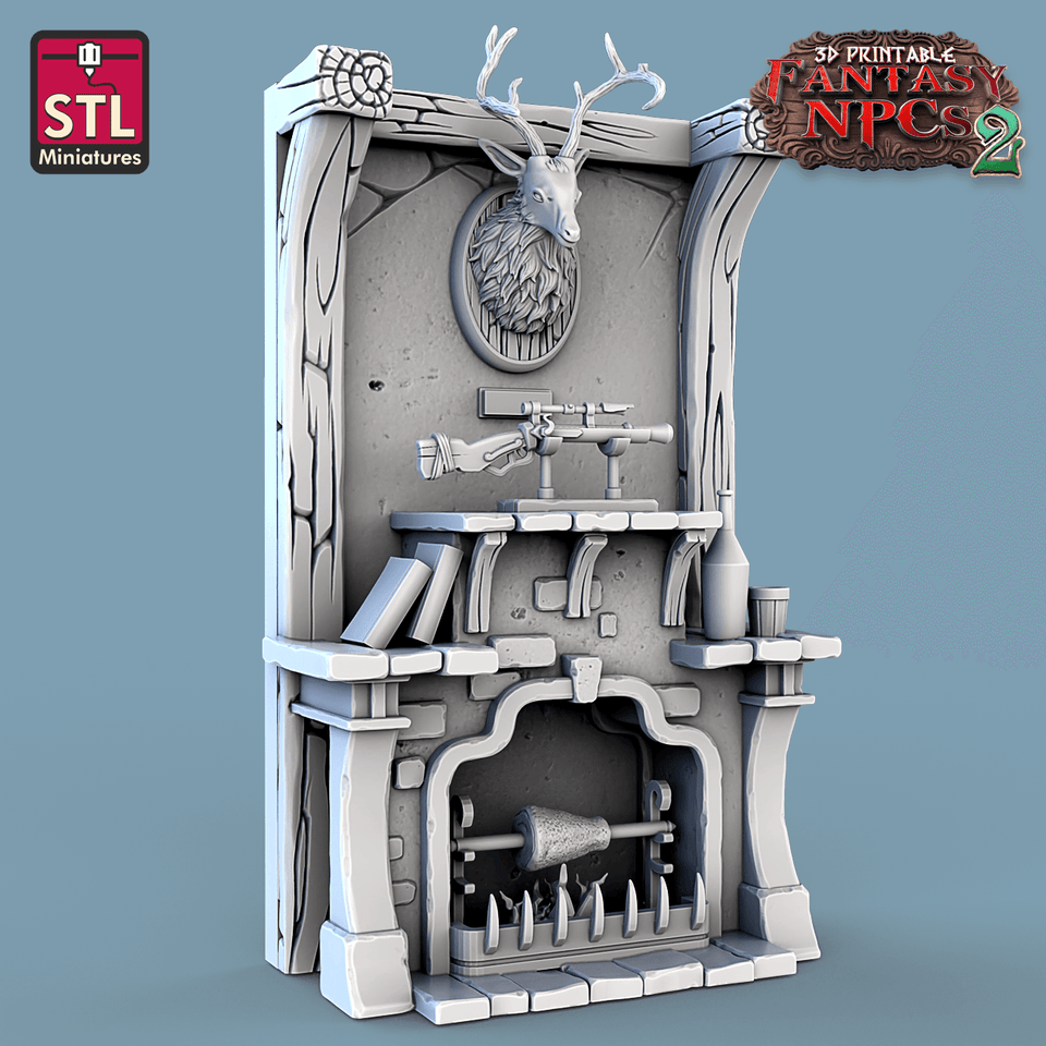 3D Printed STL Miniatures Trophy Hunter Set Fantasy NPC 2 | 28 - 32mm War Gaming D&D - Charming Terrain