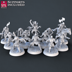 3D Printed STL Miniatures Undead Set 28mm - 32mm War Gaming D&D - Charming Terrain