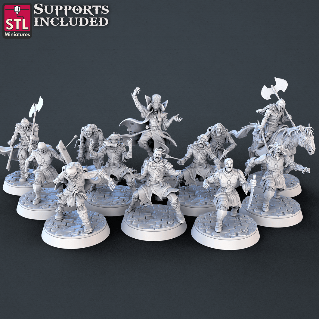 3D Printed STL Miniatures Undead Set 28mm - 32mm War Gaming D&D - Charming Terrain