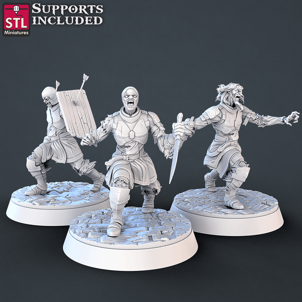 3D Printed STL Miniatures Undead Set 28mm - 32mm War Gaming D&D - Charming Terrain