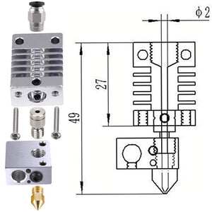 3D Printer Assembled CR10 Hotend Nozzle Heatsink Kit - 1.75mm .4mm - Charming Terrain