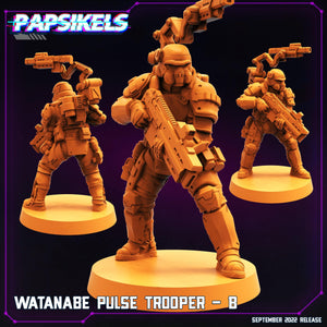 3D Printed Papsikels Cyberpunk Sci-Fi Watanabe Pulse Trooper Set - 28mm 32mm - Charming Terrain