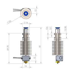 Assembled All Metal 1.75mm 0.4mm J head V5 Hotend Bowden Extruder Kit - Charming Terrain