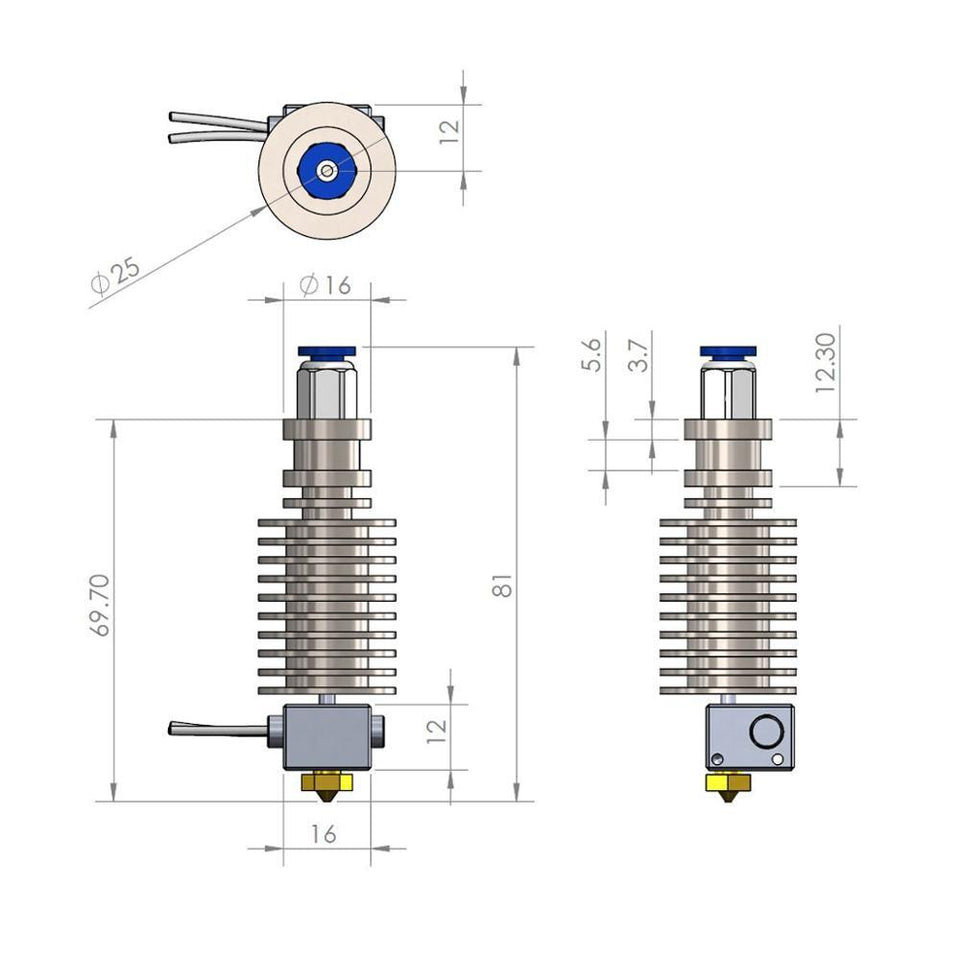 Assembled All Metal 1.75mm 0.4mm J head V5 Hotend Bowden Extruder Kit - Charming Terrain