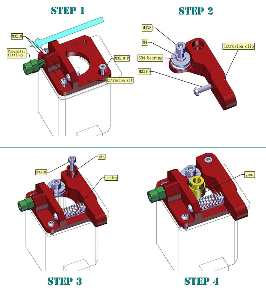 Left Extruder Aluminum Alloy Upgrade Kit For Creality CR10 Pro Ender 3-5 - Charming Terrain